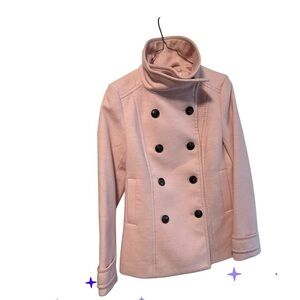 HStylish Pink Double-Breasted Coat